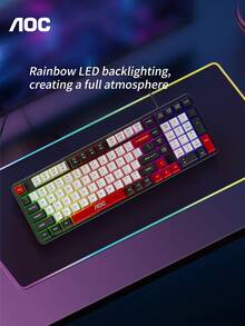 AOC Wired Gaming Keyboard, With Rainbow LED Backlight, 102-Key Full-Size Layout, 1000Hz High Refresh Rate, 26-Key Anti-Ghosting, USB Keyboard For PC Laptop Gaming & Office - View 13