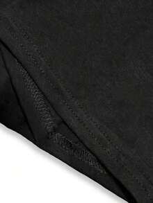 Camiseta de manga corta blanca de corte relajado con estampado gráfico de patrón retro, para mujer, combina con todo, suave. - Negro - Ver 4
