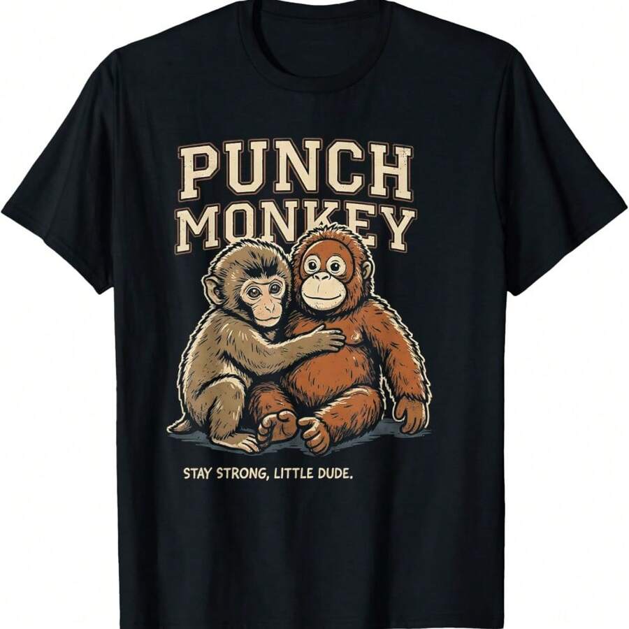 Punch Monkey Stay Strong Little Dude T-Shirt - Black - View 1