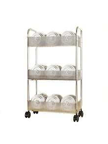 1pc Transparent Movable Makeup Storage Cart, Large Capacity Multi-Function Bathroom Supplies Display Rack, Bathroom Accessories Storage Rack, Makeup Organizer Rolling Cart, Mobile Shelving Unit, Suitable For Office, Bathroom, Kitchen And Living Room - Clear - View 8
