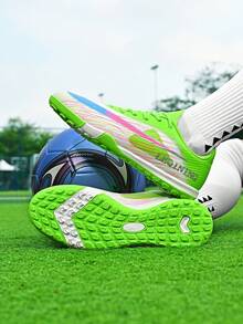 17 Styles Unisex Assassin Soccer Cleats, TF Spikes, Breathable Lightweight Non-Slip, Suitable For Artificial Turf, 5-A-Side Football Shoes, Professional Football Match & Training Boots - Assassin - Apple Green - View 4