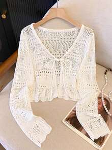 1 chiếc áo khoác nhẹ, kiểu bolero mỏng mùa hè, áo khoác tay dài che phủ váy. - Nhiều màu - Xem 6