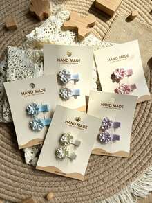 2 piezas Clips para el cabello con flor de camelia, elegantes y brillantes horquillas florales, accesorios de moda para el cabello hechos a mano, adecuados para uso diario, fiestas, bodas, regalos - Multicolor - Ver 2