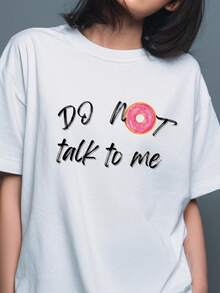 Funny T-Shirt For Introverts, Sarcastic Quote T-Shirt, T-Shirt For Antisocial People. Unisex 220g Pure Cotton T-Shirt, Ideal Weight For All Seasons, Suitable For Both Men And Women. Durable, High-Quality Fabric, Soft To The Touch And Long-Lasting. Breathable Top. Suitable For Spring And Summer, Holidays, Mother's Day, Independence Day. - 白色 - 查看 1