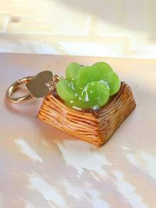 1 pieza Llavero creativo y realista de pastel de capas en miniatura, colgante de mochila de pan de rollo de huevo minimalista, accesorio único de pastel de frutas - Multicolor - Ver 12