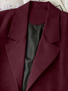 Chaqueta corta casual y de oficina para mujer - Burdeos - Ver 4