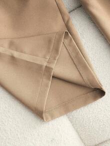 Pantalones casuales sueltos con bolsillos plisados de unicolor para mujer - Camel - Ver 4