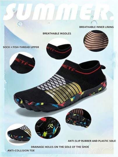 VOHETF [Popular New Arrival] Outdoor Quick-Dry Breathable Mesh Upper Lightweight Non-Slip Durable Water Shoes, Suitable For Camping, Beach Activities, Yoga, Fitness