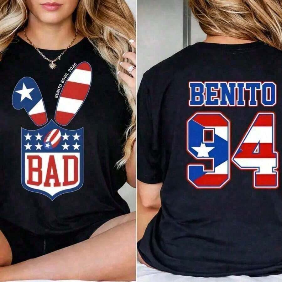LeisureCamisetasdeVeranoparaMujeryHombreCamisetaBenitoTazón2026,CamisetaconEstampadodeConejodeDobleMétodoparaDíadePartido,CamisetadeFútbolEstadounidensedelEquipoBenitoTazónparaelDescanso,CamisetasArtista gráficoHolgadasyCómodasparaMujer,DíadeSanValentín AmericanoCamiseta casual para mujer con estampado de doble cara - Negro - Ver 1