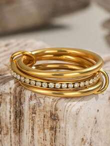 1 pièce Nouvelle bague mode 2026 plaquée or 18 carats en acier inoxydable à 3 couches, convient pour un port quotidien, les fêtes, les mariages. Excellent cadeau pour les filles, les anniversaires, la Saint-Valentin, la Fête des Mères - anneau - Voir 10