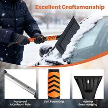 GOFLAME 84-104 CM Extendable Snow Shovel Ice Scraper For Car Windshield With 180° Rotation Head Retractable Aluminum Rod Snow Kit For Cars Trucks - A - View 6