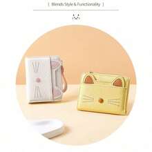 Cute Cat Shape Coin Purse Wallet, Multi Slot Short Card Holder, Compact Portable Daily Carry Pouch, Sweet Stylish Gift For Girls And Women Friends - Purple - View 6