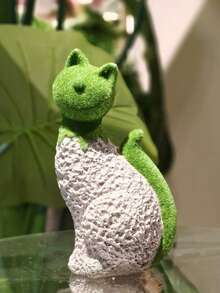 Escultura de gato sentado de terciopelo - Figura decorativa hecha de resina, decoración de jardín, ornamento de jardinería - A - Ver 3