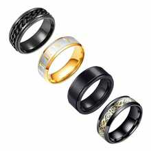 4pcs/Set Men's Rotatable Dragon Pattern Stainless Steel Roman Chain Ring Set, Men's Rings, Men's Wedding Engagement Rings, Jewelry Gift, Comfortable Fit, Size 6-13 - Black and Gold Four-piece Set - View 8