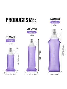 WRELS 1 bình nước mềm có thể gập lại bằng TPU, dung tích 150ml/250ml/500ml, tiện dụng với vòi uống bằng silicon, thích hợp cho đạp xe, cắm trại, leo núi, chạy bộ, v.v. - Màu tím - Xem 3