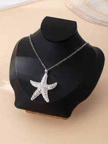 1pc Fashionable Bohemian Style Starfish Pendant Necklace - White - View 3