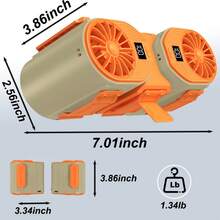 3-in-1 tragbarer Hüftventilator, Kühlgerät für Baustellen bei hohen Temperaturen zur Linderung von Hitzebelastung. Wiederaufladbarer Mini-Ventilator mit Digitalanzeige, 10000mAh langanhaltender Akku, Campingzubehör mit Entladefunktion, unverzichtbarer Artikel für den Sommer. - Grau-Orange - Übersicht 1