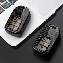 Carbon Fiber Style ABS Car Key Case Cover For CRV CR-V Fit Civic Accord HR-V HRV City Odyssey XR-V Protected Keyless Fob Shell Accessories - Model a - View 2