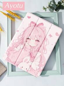 Ayotu 可爱动漫少女保护套，兼容 iPad Air 4/5 10.9 英寸，防震保护套，兼容三星 Galaxy Tab A8 10.5 英寸（2022 款）、MatePad 10.4 英寸及其他平板电脑，带笔槽，支持自动睡眠/唤醒 - 彩色 - View 3