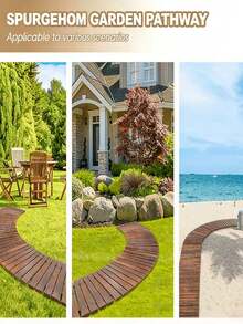 6FT/12FT Roller Shutter Wooden Garden Path - Durable Pine Outdoor Walkway, Christmas Home Decoration, Courtyard Path, Wooden Flooring, Suitable For Courtyards, Beaches, And Wedding Parties - Weather Resistant Decorative Wooden Walkway | Outdoor Courtyard Decoration | Outdoor Deck Decoration | Outdoor Walkway Paving Stone - 直角-144英寸 - 查看 1