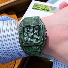 Jam Tangan Mewah Bling Bling dengan Dial Besar dan Hiasan Berlian Imitasi Sepenuhnya, Jam Tangan Quartz Bercahaya Gaya Hip Hop yang Modis untuk Pria - Satu-Ukuran - View 4