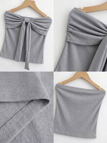 Áo croptop quây buộc nơ, áo vest không tay dáng ôm thoải mái cho mùa hè - Xám - Xem 8