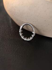 1 chiếc khuyên mũi tối giản bằng bạc 925 mạ vàng 18K, kiểu dáng cổ điển tinh tế với đá Moissanite khảm nạm, khuyên tai và trang sức Moissanite thời trang, không gây dị ứng, thân thiện với da, thích hợp đeo hàng ngày. - Bạc - Xem 5