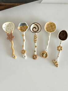 Cute Dessert Shaped Ceramic Spoons, Bread Spoon, Strawberry Spoon, Muffin/Pineapple/Croissant Shaped Dessert Spoons, Adorable Kitchen Utensil Spoons - View 4