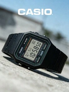 Casio Đồng hồ kỹ thuật số vuông phong cách retro, unisex, dây đeo nhựa đen cổ điển thập niên 90, đồng hồ điện tử đeo tay tối giản với chức năng báo thức và hẹn giờ, món quà tốt nhất cho sinh viên và các cặp đôi để đeo hàng ngày. - Xanh đậm - Xem 6