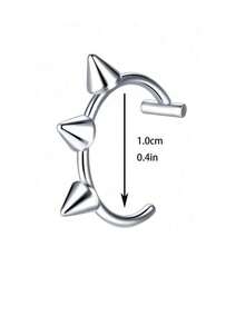 2 Pieces Of Punk Style Rivet Non Perforated Lip Rings, Fashionable And Personalized Lip Accessories - Silver - View 5