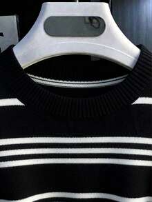 Men's Casual Versatile Solid Color Short Sleeve Knit Top, Suitable For Daily Wear And Commuting - Black - View 4