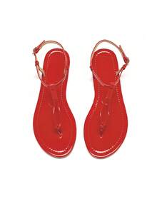 Trivaya Women Plain Simple Flat Sandals, Casual Daily Wear For Summer - Red - View 2