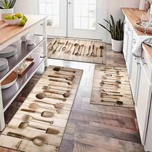 1pc Kitchen Pattern Printed Floor Mat, Silica Gel Kitchen Carpet, Washable Rectangular Rug, Suitable For Living Room, Bedroom, Hallway, Bathroom, Laundry Room - Polyester Carpet, Indoor And Outdoor Home Decor - Multicolor - View 7