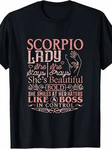Camiseta de Mujer con el Signo Zodiacal de Escorpio, Camiseta para Mujer o Chica - Negro - Ver 1