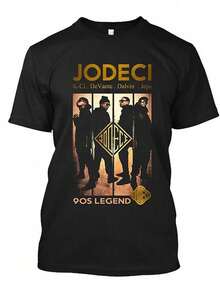 Jodeci S Legend Graphic T-Shirt, Cotton, Casual Crew Neck, Slight Stretch, Knit Fabric, Regular Fit, For Adults, All-Season T-Shirt - 黑色 - 查看 1