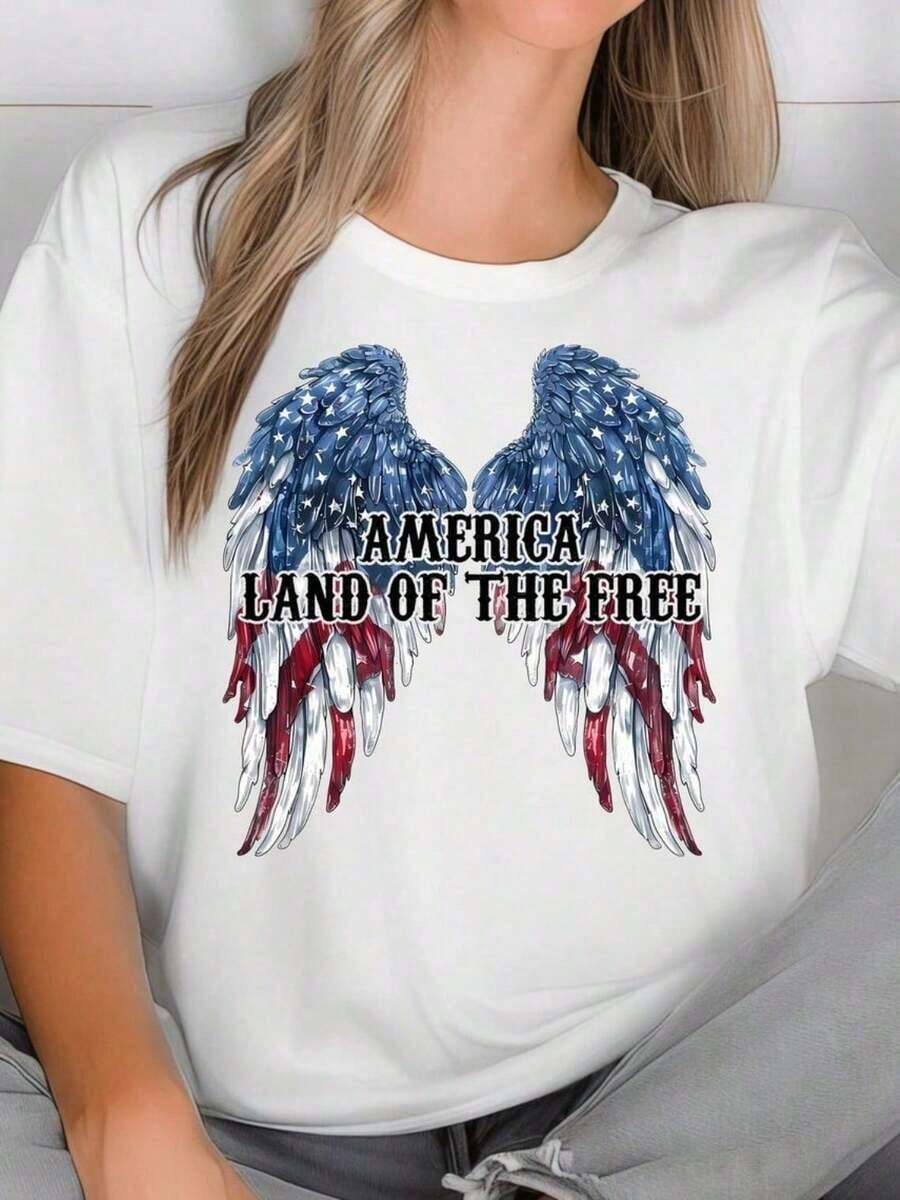100% cotton Camiseta Comfort S America, Camiseta del 4 de Julio de EE.UU., Camiseta Patriótica de la Tierra de los Libres, Camiseta America Est 1776 - Blanco 4 - Ver 1
