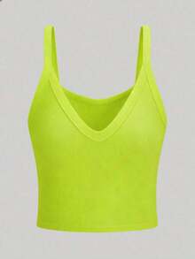 Camiseta de tirantes casual de mujer con estampado de rayas y ribete, adecuada para vacaciones de verano y uso diario - Verde - Ver 3