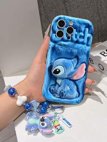 Disney Has Authorized, Phone Case - Chain Set, The Stitch Lilo & Stitch 3D Phone Case Plus A Silicone 3D Stitch Bracelet With Metallic Ring Removable Bracelet, Stitch And Angel Pattern, Compatible With Iphone17/16/15/14/13/12/11/XS/XR/X Plus Pro Max, A Stylish Cartoon Phone Case, The Perfect Gift Choice, Phone Protection, Durable Phone Cover, Great Gift For Friends And Family. - White - View 4