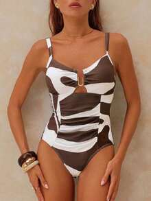 Swim Chiccia Nuevo traje de baño de una pieza elegante de unicolor, exquisito, para mujeres, para playa, natación y spa, temporada primavera/verano 2026 - Multicolor - Ver 3
