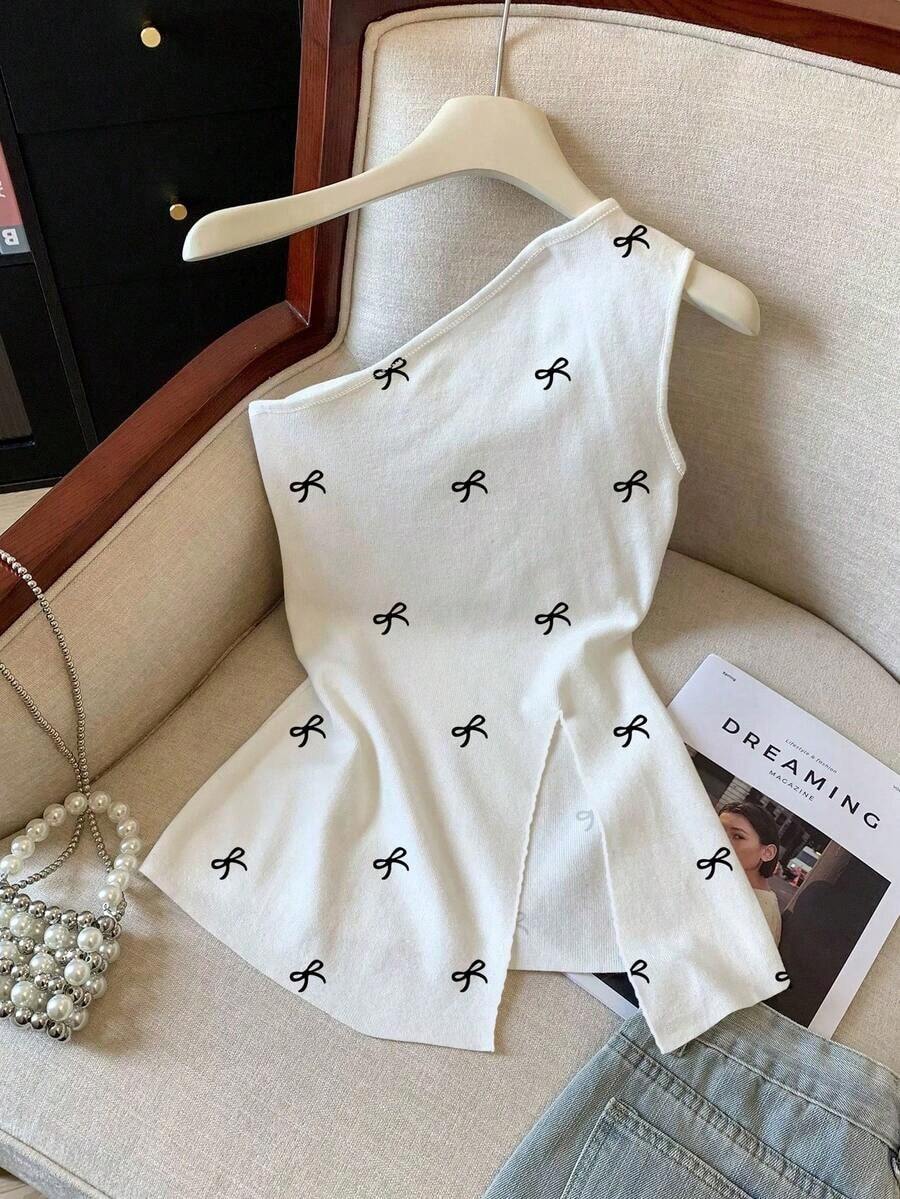 Top de tirantes con abertura en el hombro de unicolor casual, verano - Multicolor 3 - Ver 1
