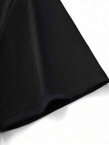 Mujeres ocasionales manga corta redonda cuello caído hombro negro de punto negro camiseta gráfica con Los Angeles 23 Print ME8S - Negro - Ver 8