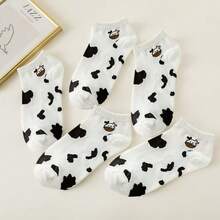 5/10 Đôi tất cổ ngắn in họa tiết chấm bi bò sữa dành cho nữ, thích hợp cho mùa xuân/hè, kiểu dáng hoạt hình dễ thương, thoáng khí, thích hợp cho phong cách thường ngày. - trắng - Xem 8