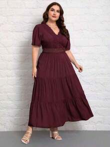 VCAY Vestido con encaje bajo a capas - Rojo violeta - Ver 6