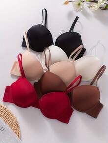 5pcs/Set Women's Gathered Push-Up Bras - Multicolor - View 6