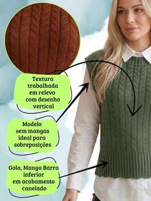 Women's Sleeveless Ribbed Knit Tank Top Vest - Spring, Autumn, Winter - Green - View 2