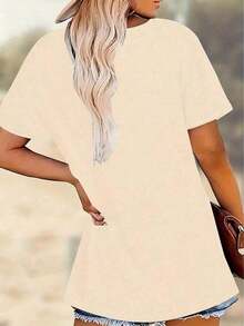 Camiseta Casual de Talla Grande para Mujer, Camiseta Retro "MAMA" para Mamá - Camiseta de Cuello Redondo Holgada con Estampado de Letras, Adecuada para Mamás con Estilo para Usar Todo el Año, un Excelente Regalo para el Día de la Madre. - Albaricoque - Ver 2