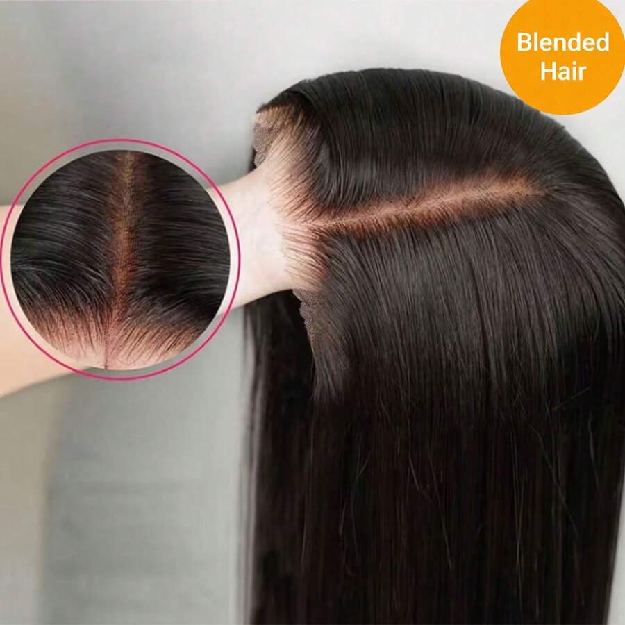 Tóc giả không cần keo dán, kích thước 5x5 và 13x6, tóc thật, phần tóc mái đã được tỉa sẵn, tóc thẳng, tóc giả ren phía trước, tóc giả pha trộn dành cho nữ, không cần keo dán, phần ren phía trước HD, tóc giả sẵn sàng để sử dụng, mật độ 200%, dài 8-34 inch, màu đen tự nhiên.