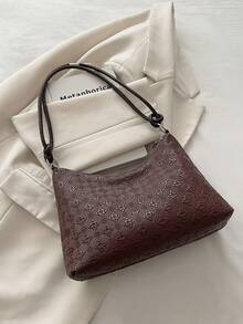 2025 New Arrival Large Capacity Crease-Resistant Striped Fresh Casual Commute Solid Color Shoulder Tote Bag - Brown - View 8