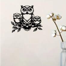 1 pièce Sculpture de hibou en métal - Œuvre murale en fer de hibou, convient pour le jardin, la cour, le salon, le balcon - Décoration murale de jardin extérieur, décoration de clôture, décoration murale intérieure pour la maison, sans alimentation électrique requise - A - Voir 5