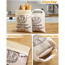 2 Pack Beeswax Bread Bags For Sourdough,Reusable Organic Linen Beeswax Bread Bag For Homemade Sourdough 17 X 12.6 Inches Food Storage Cloth Bag – Freezer-Friendly & Freshness Preservation - Sáp ong (1 gói) - Xem 3